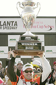 Tony Stewart dominated the MBNA America 500. He led the most laps -- 143,and got his first win of the 2002 NASCAR Winston Cup season, and the first of his career in a race longer than 400 miles...(AP PHOTO)